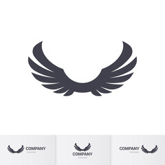 Pair Wings of Bird Icon in Flat Style. Winged Logo Company Icon Flying, Eagle, Falcon, Phoenix, or Hawk Wings. Brand or Logotype on White Background