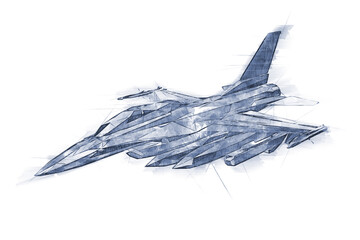 Low-poly stylised sketch of a Jet Fighter. - 444790121