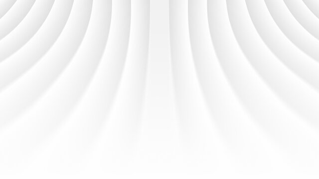 Perspective Bent Smooth Lines Blank Subtle Minimalistic 3D White Abstract Background. Futuristic Technology Wide Wallpaper