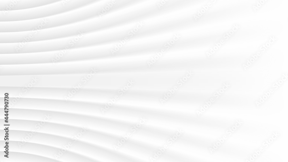 Sticker Minimalist White Abstract Background 3D Warped Perspective Lines. Conceptual Futuristic Technology Wide Light Gray Wallpaper