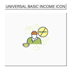 Ending poverty color icon. Rise in living standards. Improving living conditions. Universal basic income concept. Isolated vector illustration