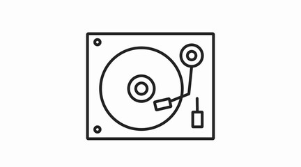 Turntable Icon. Vector black and white editable simple flat illustration of a turntable