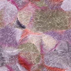 Seamless abstract blobs of color with intricate paper texture overlay. High quality illustration. Detailed and attractive organic shapes blended smoothly together into a seamless pattern for print.
