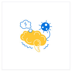 Neurological disorder flat icon. Covid caused post-traumatic stress syndrome. Corona virus brain health effects and cerebral dysfunction concept. Vector illustration