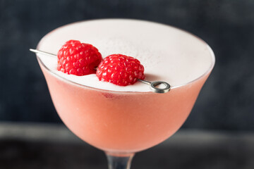 Refreshing Boozy Raspberry Clover Club Cocktail