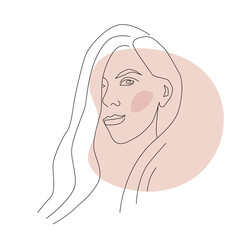 Linear portrait of a beautiful woman. Beauty industry, women's holiday. Vector