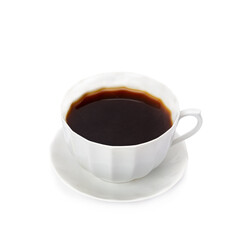 Coffee in a porcelain cup isolated on a white .