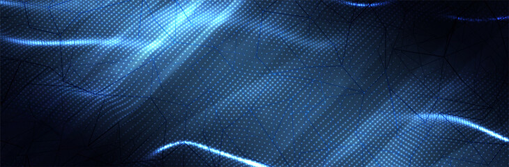 Futuristic blue background. 3d dot pattern. Technology vector illustration