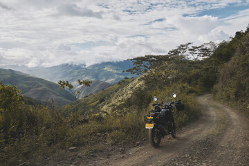 adventure motorcycle on a mountain road