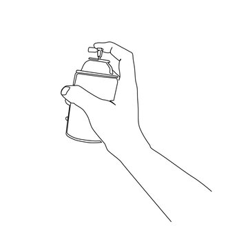 recommend clip art: Continuous line drawing of Hand holding spay paint. Air spray paint line art with active stroke.