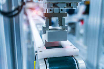 automatic gripping and smart robot working on smart factory,industry 4.0 and technology.