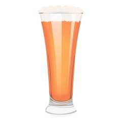 Pilsner glass with light beer for banners, flyers, posters, cards. Lager with foam. International Beer Day. Beer day. Alcoholic drinks. Beer glass. Vector illustration isolated on white background.