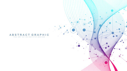 Connectivity flow point abstract background with connected dots and lines. Vector illustration.