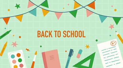 Back to school. Stationery and school items.