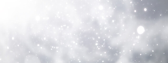 blue snowfall bokeh background, abstract snowflake background on blurred abstract blue