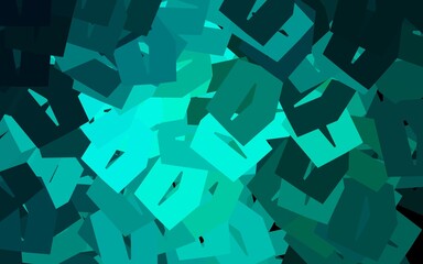 Dark Green vector background with hexagons.