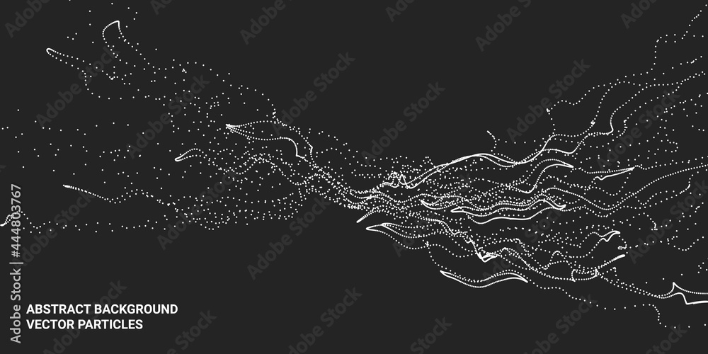 Poster abstract 3d image with particle flow movement