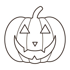 Halloween pampkin logo. Linear punpkin icon on white background. Black vector pumpkin illustration. Simple illlustration of halloween pumpkin.