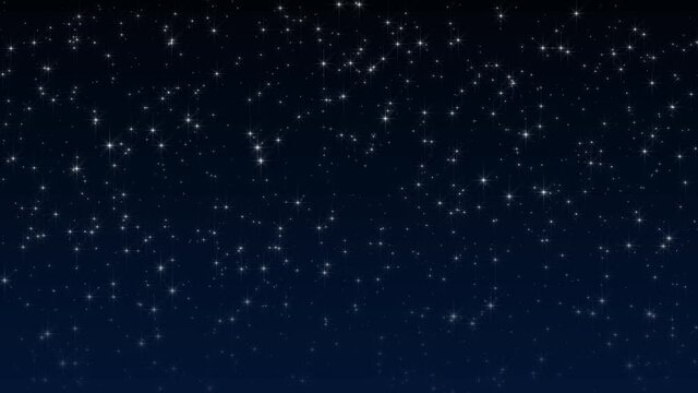 loop realistic starry night,glowing and shinning stars,twinkle stars at night sky,dark blue gradient background animation footage 