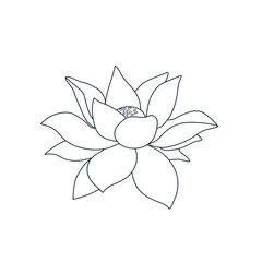 Lotus bloom line art icon stock illustration on white background