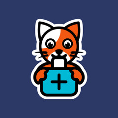 Logo Design Mascot Cartoon Cat Holding medical bag