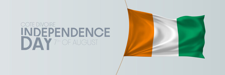 Cote Divoire independence day vector banner, greeting card