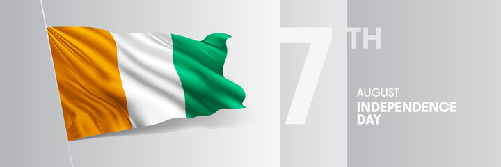 Obraz premium Cote Divoire happy independence day greeting card, banner vector illustration