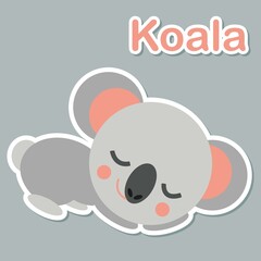 Cute Koala vector illustration ready to print for kids learning animal and alphabet. Koala mascot character in modern style. Koala flash card, pop art chic patches, pins, badges, and stickers.