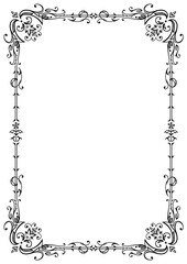 Calligraphic floral frame and page decoration. Vector illustration. Vector of decorative vertical element, border and frame.