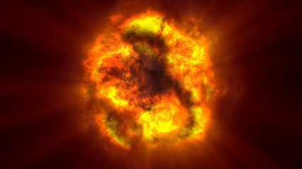 Fototapeta premium fire flame ball explosion in space, illustration