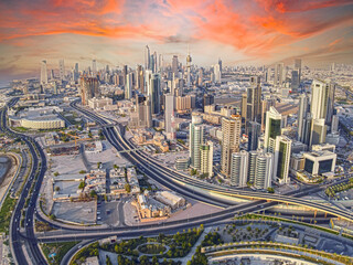 Summer 2021, Kuwait City - Beautiful Aerial View Of Capital Skyline