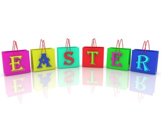 EASTER concept on colored shopping bags
