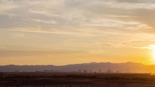 Sunset time lapse of the famous strip skyline of Las Vegas