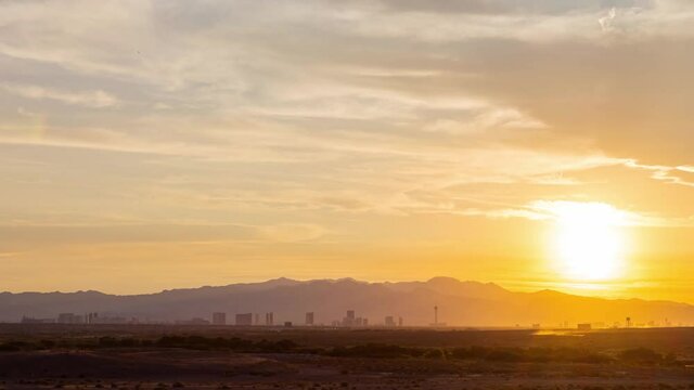 Sunset time lapse of the famous strip skyline of Las Vegas