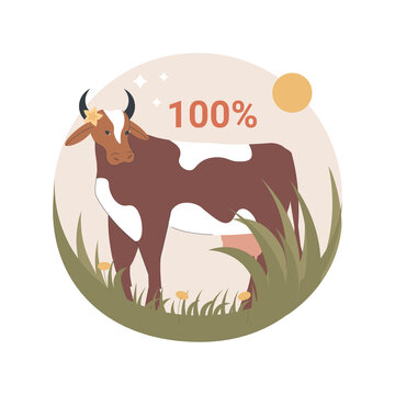 Grass Fed Beef Abstract Concept Vector Illustration. Grass-finished Beef, Finest Nutrient-rich Meat Diet, Eco Farming, Saturated Fats, Antioxidants, Rotational Grazing Abstract Metaphor.