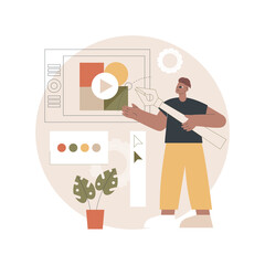 Motion graphic design abstract concept vector illustration. Motion design, postproduction studio, video production service, graphic designer work, online course, creative studies abstract metaphor.