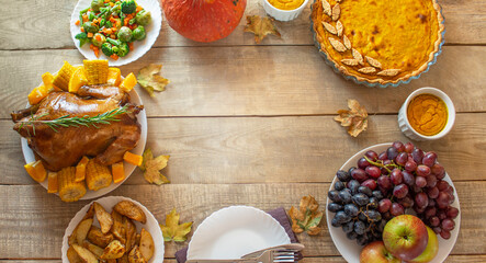 Thanksgiving Day. Thanksgiving Day. Thanksgiving Autumn background of pumpkins and pie....