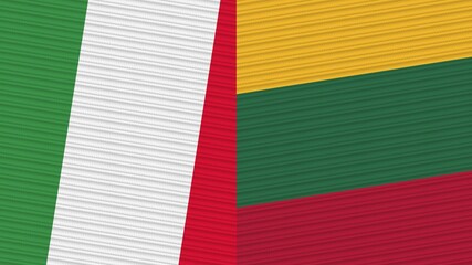 Lithuania and Italy Flags Together Fabric Texture Illustration Background