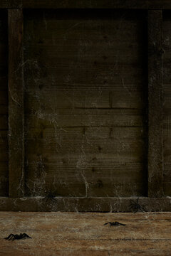 dark wooden cobweb halloween background