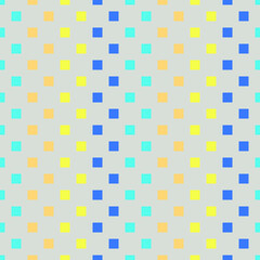 Small squares of yellow and blue on a gray background. Seamless background.