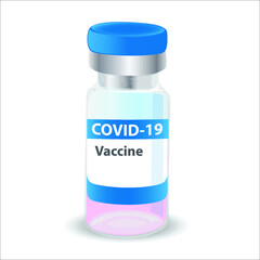 a bottle with a coronavirus vaccine on a white background