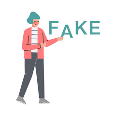 Fake News, Man Spreading Untruth Information Cartoon Vector Illustration