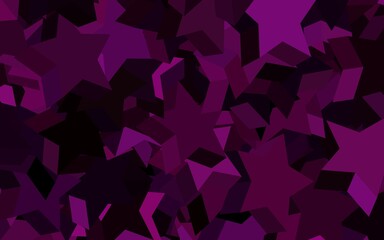 Dark Pink vector layout with bright stars.