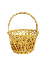 An empty wicker basket isolated on white background. Easter item