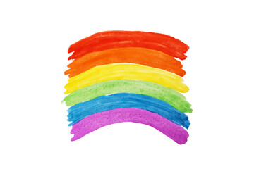 Rainbow painted with the watercolor paint strokes over the white background. Equality between homosexuals and heterosexuals concept. LGBT community. (lesbian ,gay ,bisexual ,transgender ,transsexual)