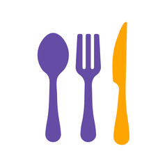 Spoon fork and knife vector glyph icon