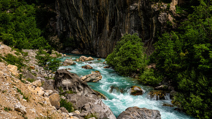 Fototapeta na wymiar Valbona river. Valbona Valley National Park. Alps. Albania. 