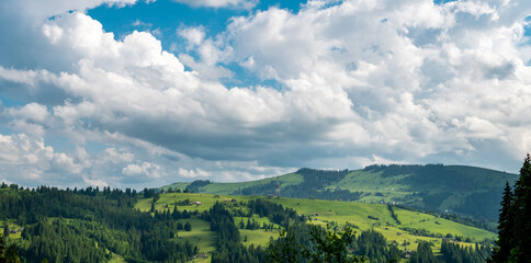 Panorama of beautiful countryside in Carpathians