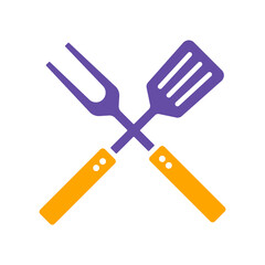 Big fork and spatula vector glyph icon