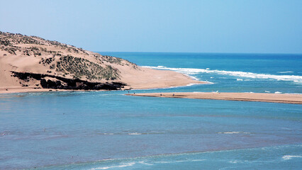 The blue lagoon of Moulay Bousselham in Morocco